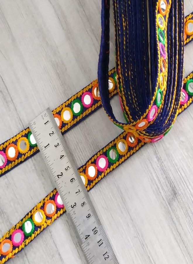 PREMDAS LACES Premdas lace Multicolor Banjara Trims, Embroidery Multicolor Banjara Sewing lace, for Junk journals, Scrapbooking,Art Craft Project,Thread Work Sari Trim Multicolour 9mter (Blue) - Image 3